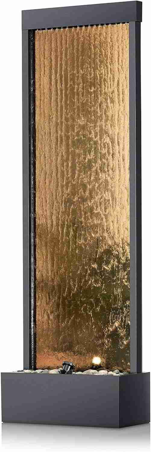 Alpine Corporation | 72"H Indoor/Outdoor Mirror Waterfall Floor Fountain — LED Lights & River Stones — Elegant Bronze Finish for Home, Office, Patio & Entryway Décor : Home & Kitchen | Rental