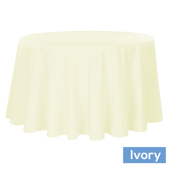 132″ Round 200 GSM Polyester Tablecloth – Ivory | Rental 132″ Round 200 GSM Polyester Tablecloth – Ivory | Rental
