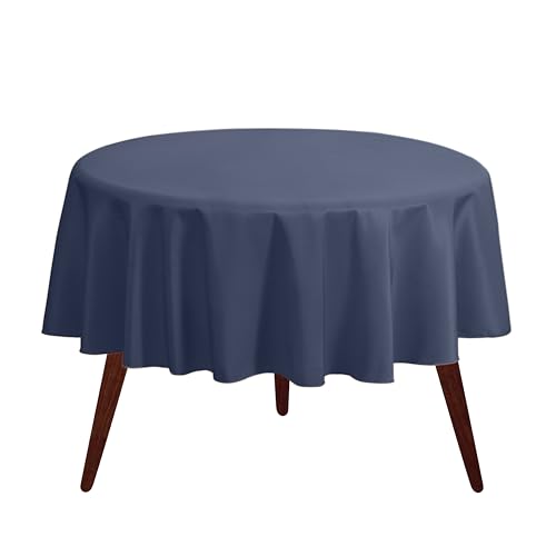 Gee Di Moda Tablecloth - 120" Inch Round Tablecloths for Circular Table Cover in Navy Blue Washable Polyester - Great for Buffet Table, Parties, Holiday Dinner & More | Rental