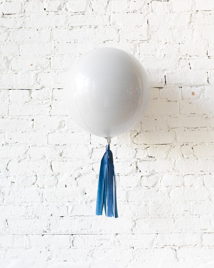 16in White Orb Foil Balloon and Navy Skirt | Purchase