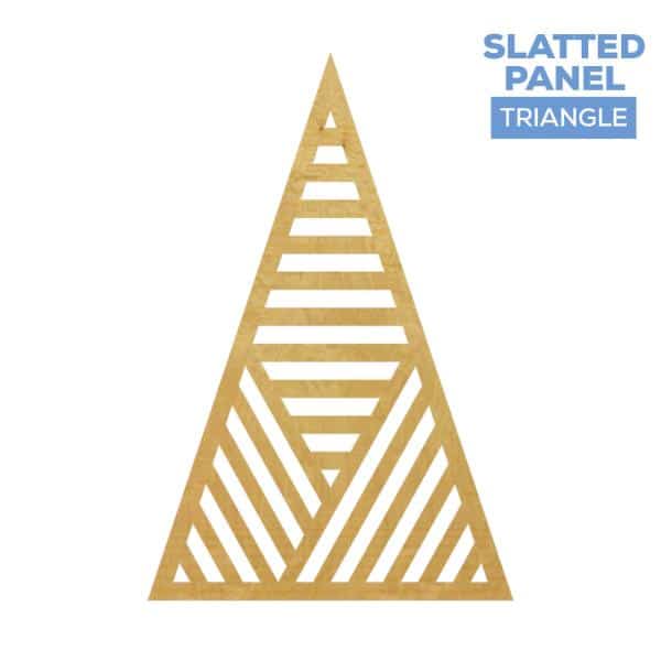 Large Triangle Slatted Chiara Wall Panel Rental – Wood (48″H x 36″W) | Rental