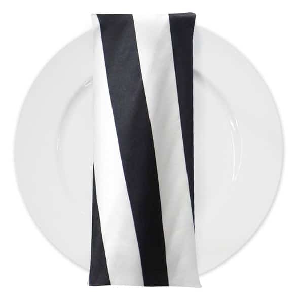 2" Satin Stripe Table Napkin in Black and White | Rental