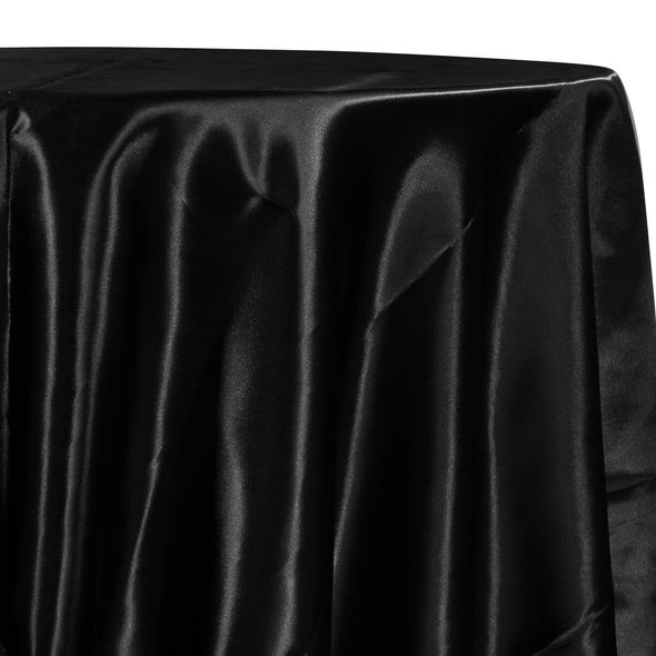 Bridal Satin Table Linen in Black | Rental