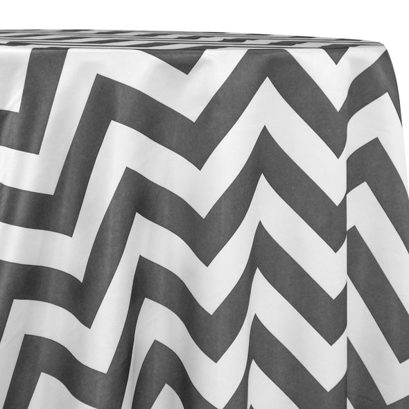Chevron Print (Lamour) Table Linen in Charcoal and White | Rental