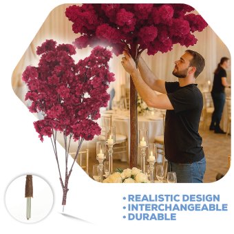 Artificial Hydrangea Bloom Branch — Maroon | Interchangeable Branch for ModTree™ Collection Trees | Rental Artificial Hydrangea Bloom Branch — Maroon | Interchangeable Branch for ModTree™ Collection Trees | Rental