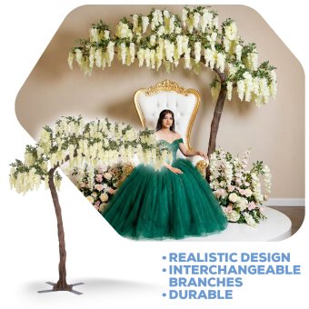11ft Artificial Wisteria Tree — White, 25 Interchangeable Branches | ModTree™ Collection | Rental 11ft Artificial Wisteria Tree — White, 25 Interchangeable Branches | ModTree™ Collection | Rental