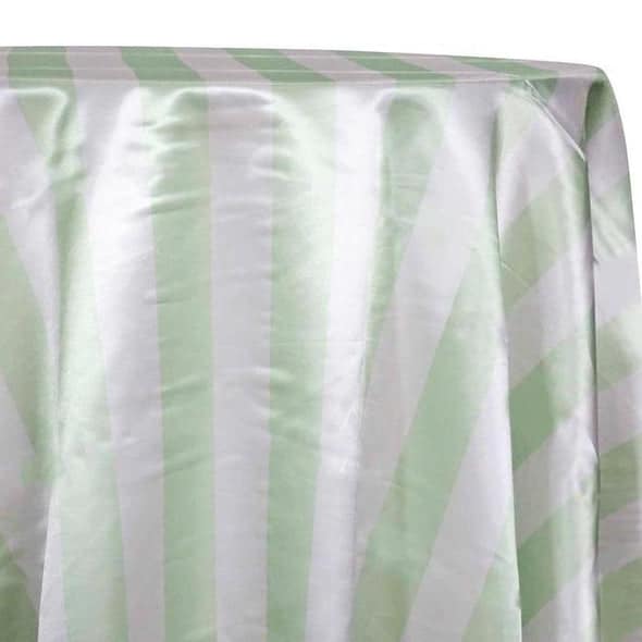 2" Satin Stripe Table Linen in White and Mint | Rental