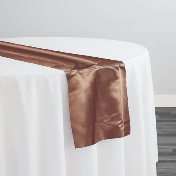 Bridal Satin Table Runner in Light Brown 051 | Rental