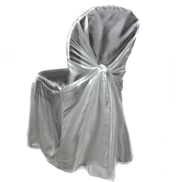 Premium Taffeta (Chameleon) Fabric Chair Cover By Eastern Mills in Silver - Universal Fit! | Rental